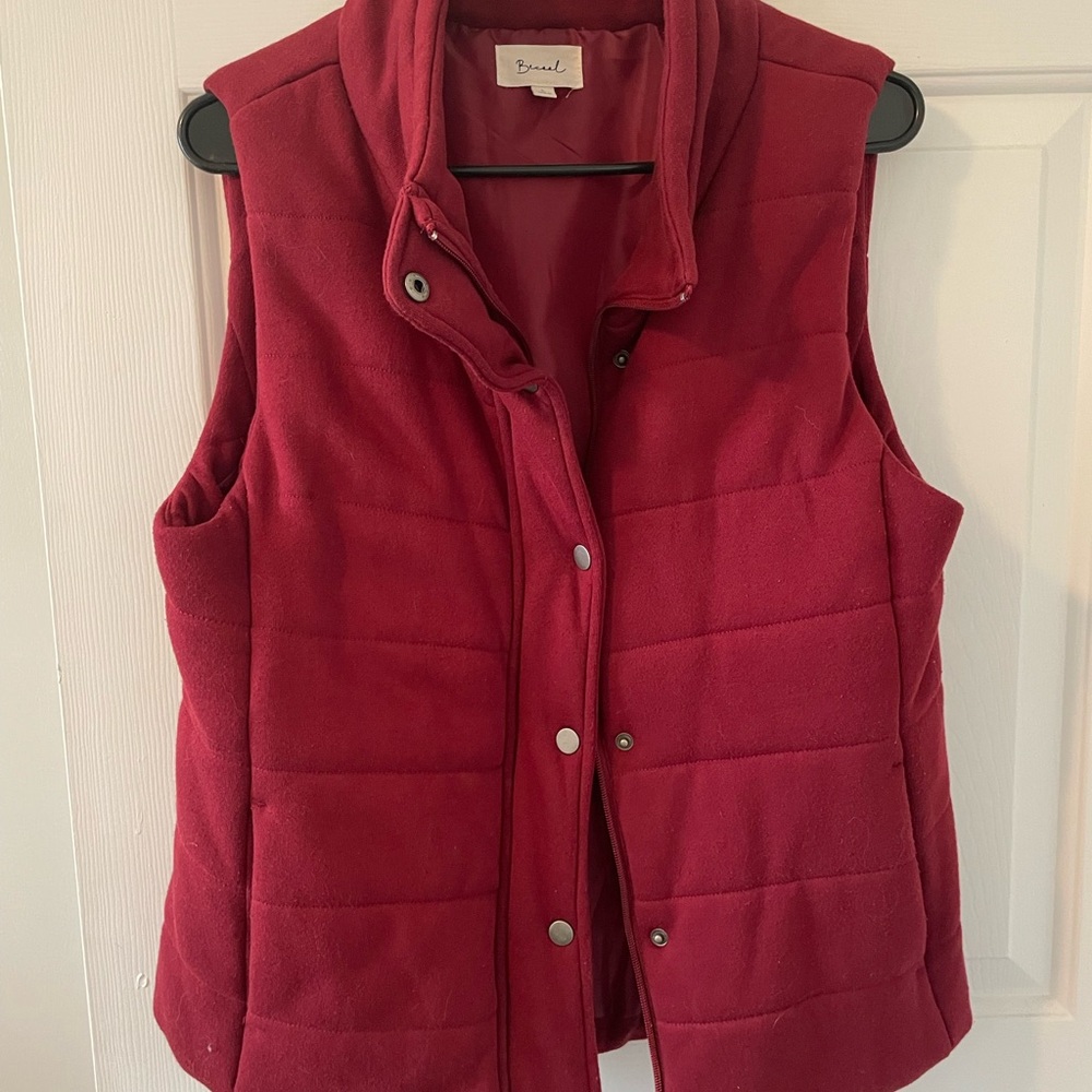Deep Red Quilted Puffer Vest